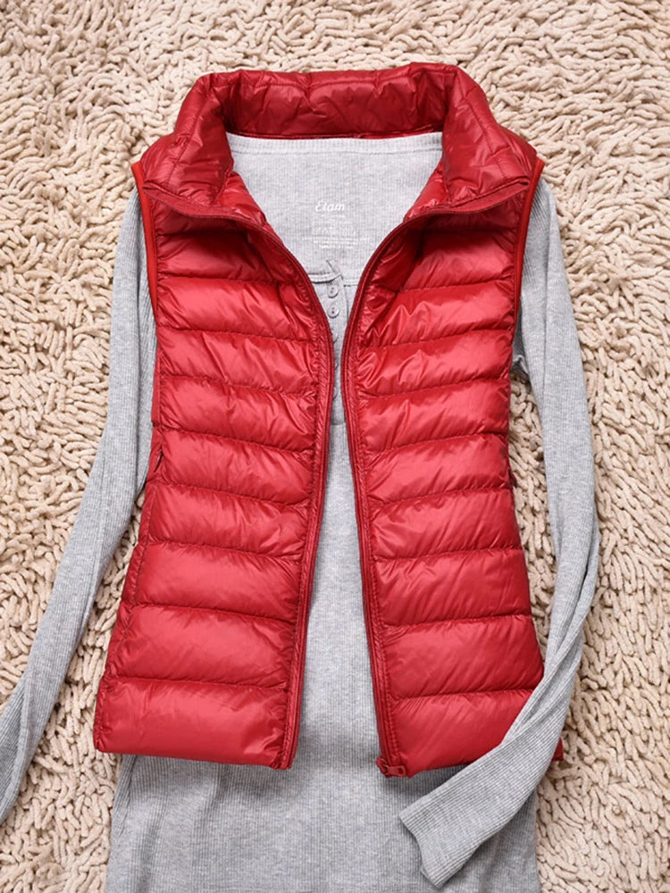 VNFDWJCN Ultra Thin Down Jacket Vest Women Slim Warm Puffer