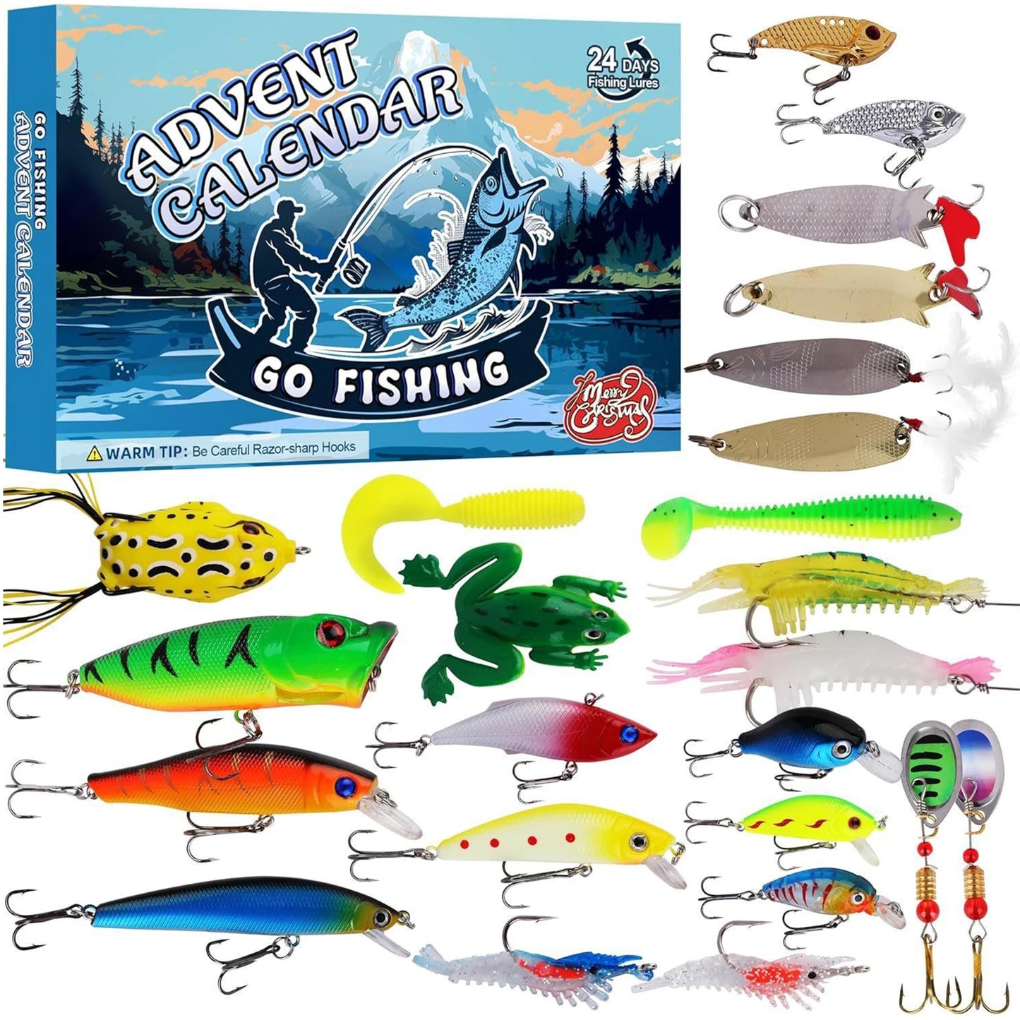 APWIKOGER 24 Day Fishing Lure Advent Calendar Christmas Countdown