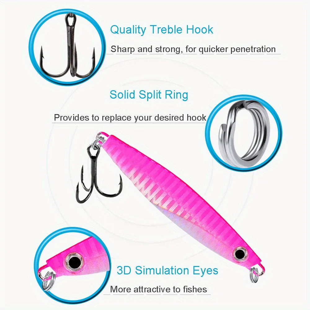 Ackibbik 6 Pieces Metal Cast Jig Spoon Saltwater Fishing Lure For Tuna Kingfish Pro