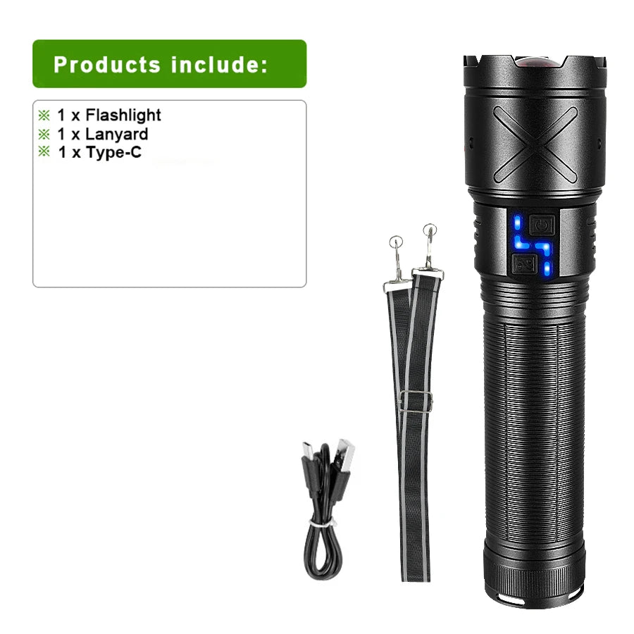 Paweinuo Ultra Bright USB Rechargeable LED Flashlight Long Range Zoom
