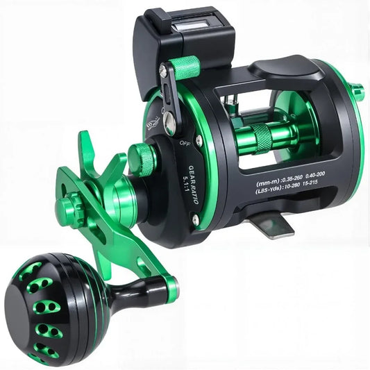 Line Counter Trolling Reel Graphite Body Stainless Steel Gears