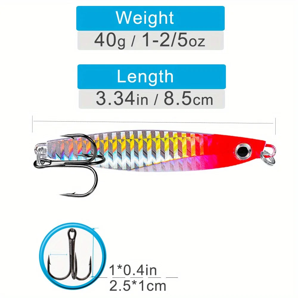 Ackibbik 6 Pieces Metal Cast Jig Spoon Saltwater Fishing Lure For Tuna Kingfish Pro