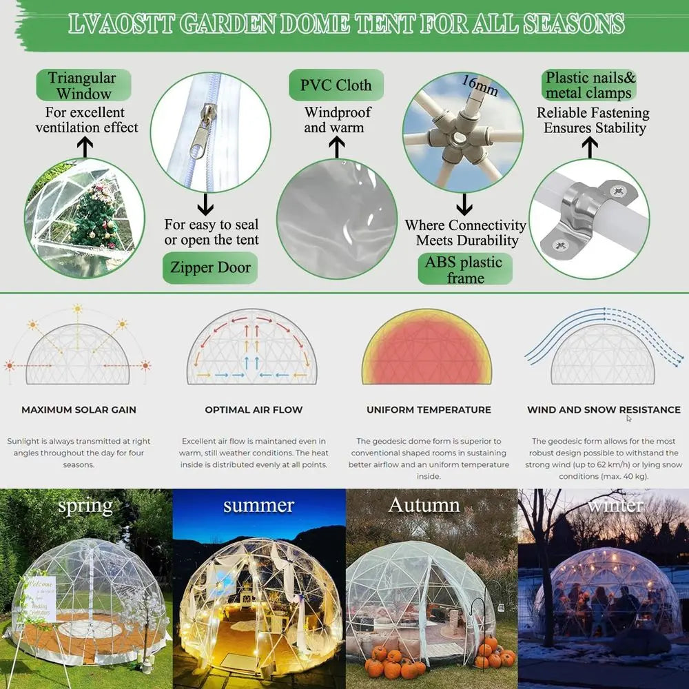 ZHUXIANG Garden Dome Clear Tent Outdoor Weatherproof Patio Canopy