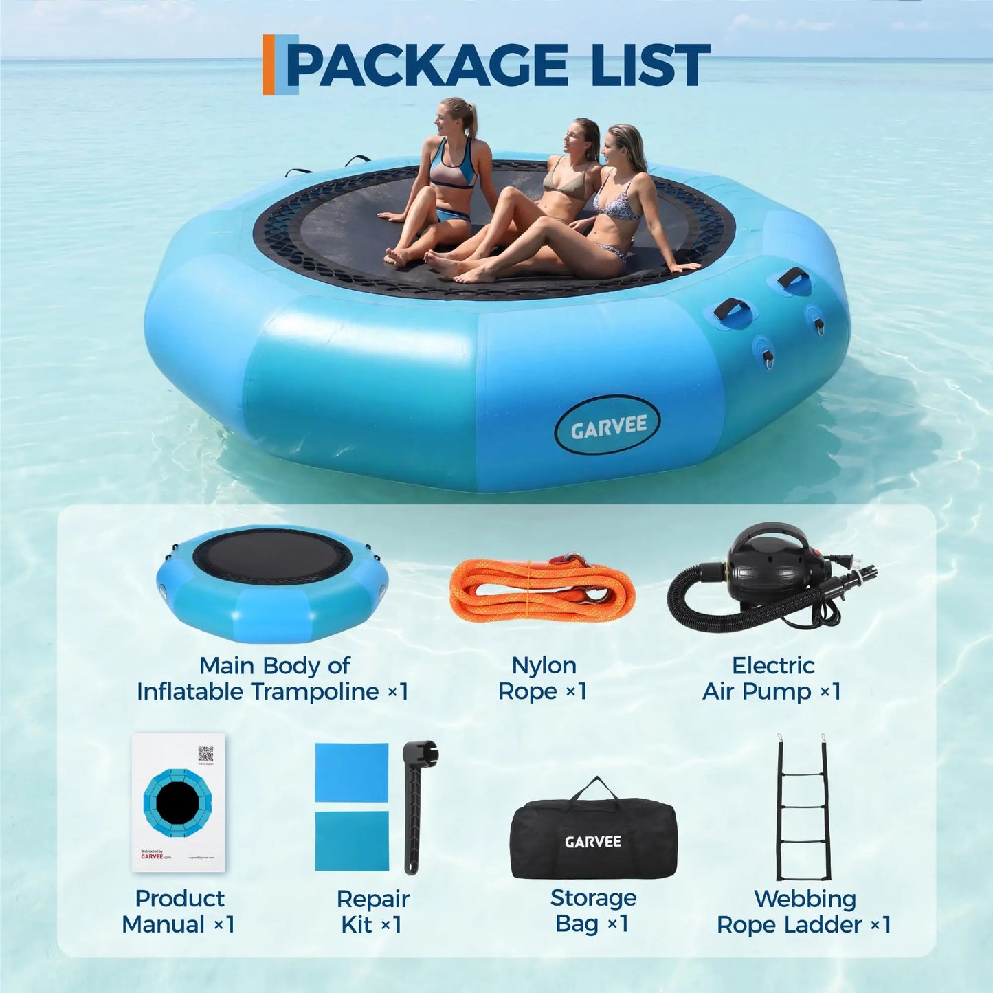 HiMISS Inflatable Water Trampoline Pool Bouncer With Ladder