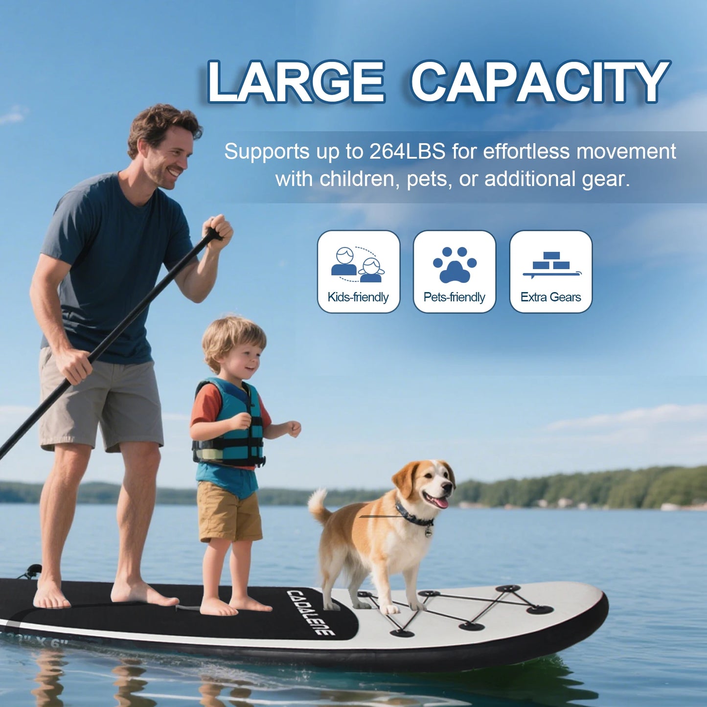 CADALENE PremiumGrade Inflatable Standup Paddle Board With Aluminum Paddle Gears