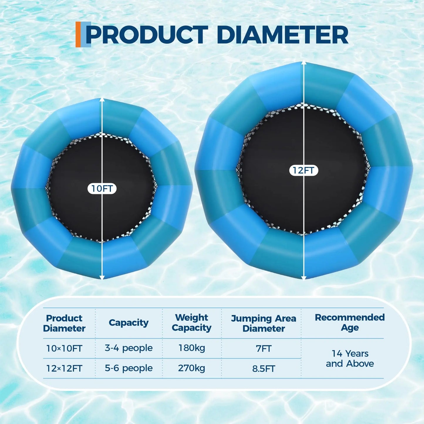 HiMISS Inflatable Water Trampoline Pool Bouncer With Ladder