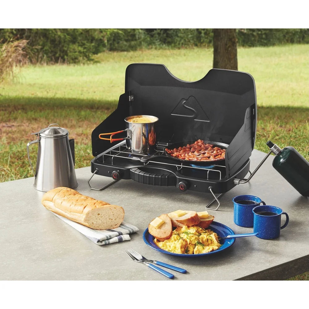 XMSJ UltrahighPerformanceUltraportable DualBurner Propane Camping Stove Windguards 20000 BTU