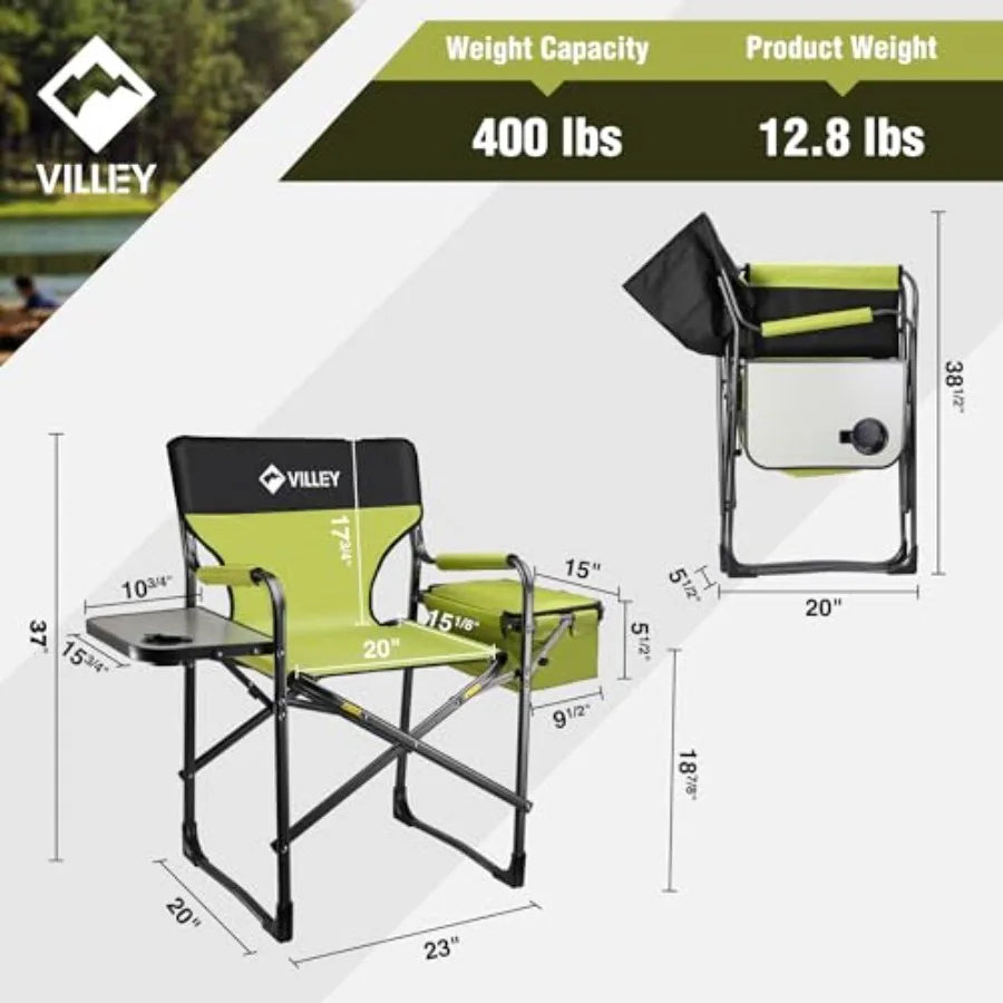 Heavy Duty Folding Camping Chair With Builtin Cooler Bag Outdoors