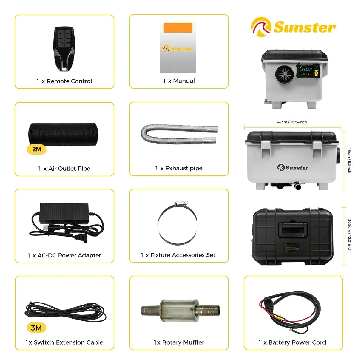 Sunster 8kW Portable Diesel Car Heater With LCD Bluetooth Remote