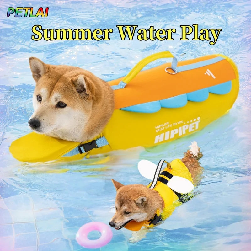 Dog Life Jacket Vest For Summer Swimming Super Buoyancy Polyester