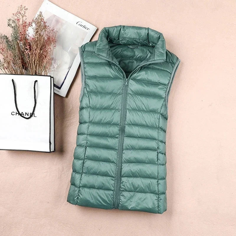 VNFDWJCN Ultra Thin Down Jacket Vest Women Slim Warm Puffer