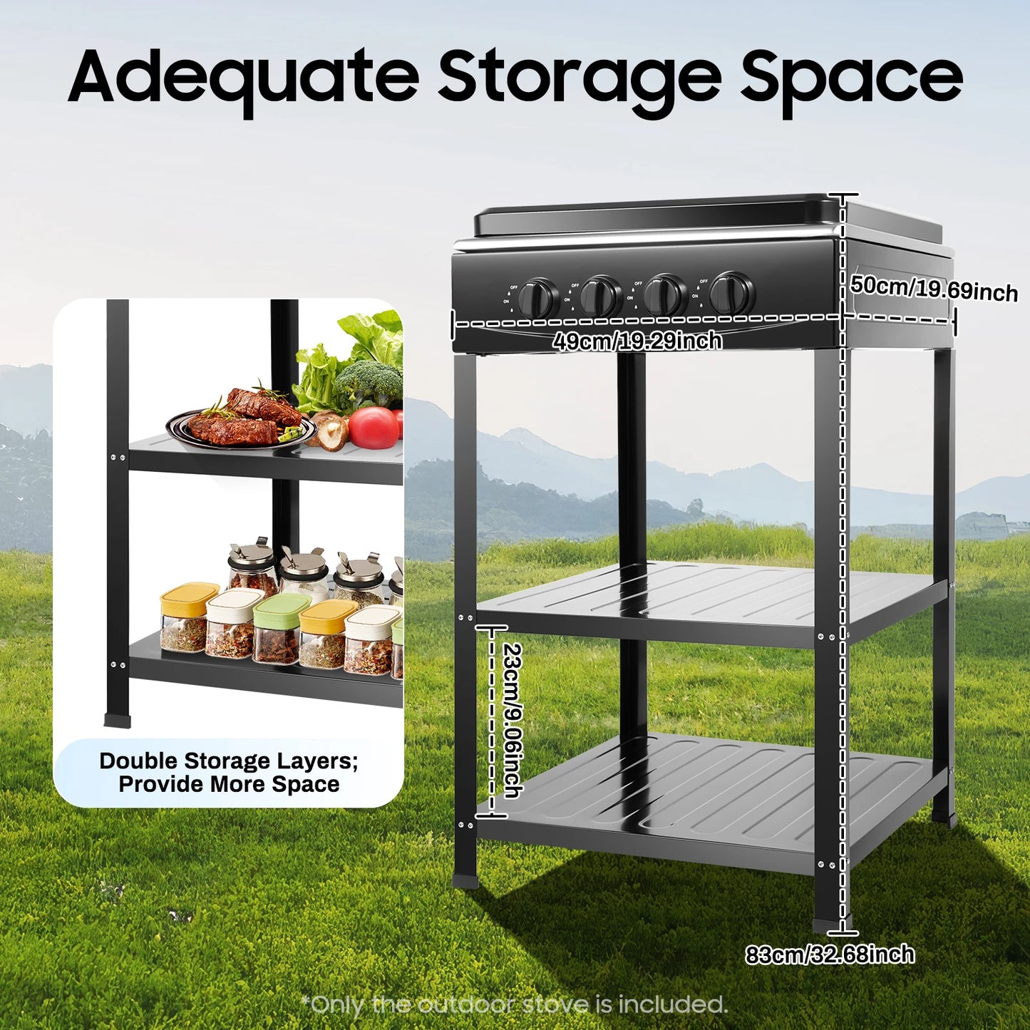 Propane 4 Burner Smokeless Portable Gas Grill With Storage Bracket