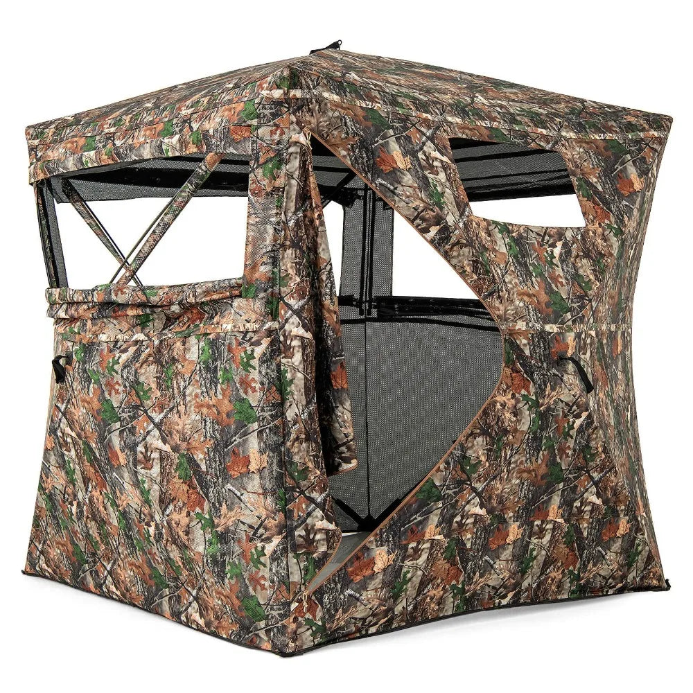 Camouflage Hunting Blind With 270 Degree Viewing Range Carry Bag