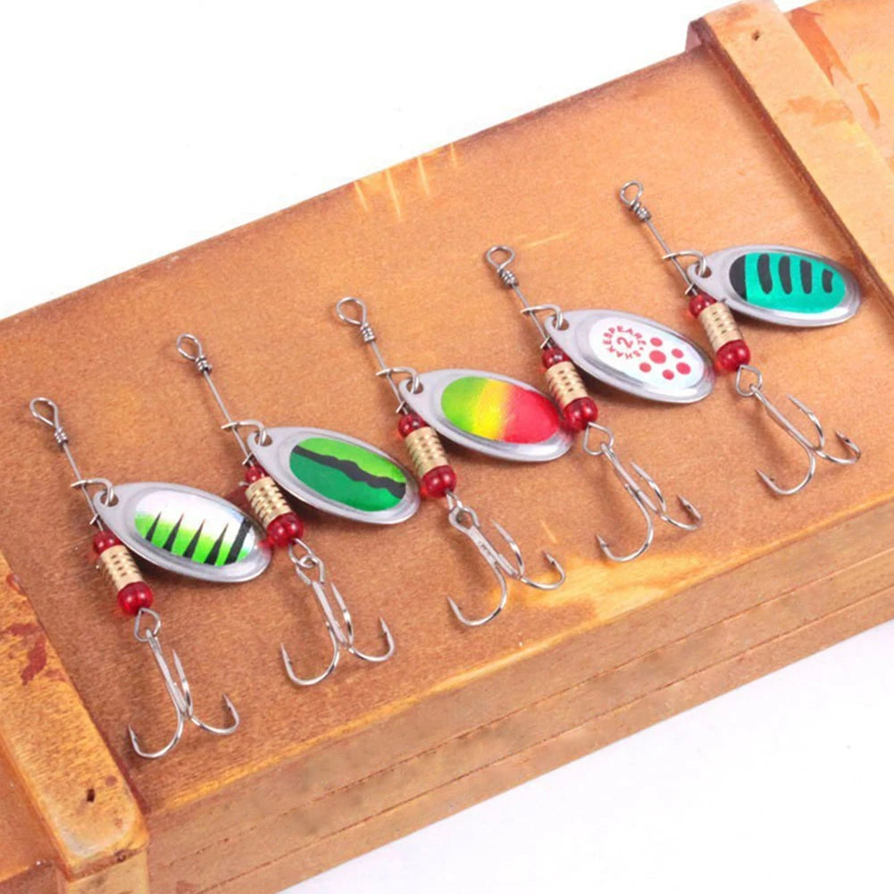Metal Spoon Spinner Fishing Lures With Treble Hooks For Bass