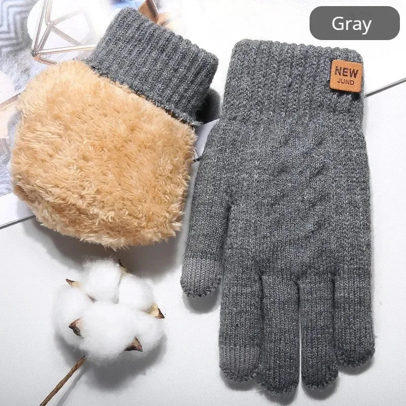 CN Unisex Knit Thermal Full Finger Gloves With Touchscreen Wool
