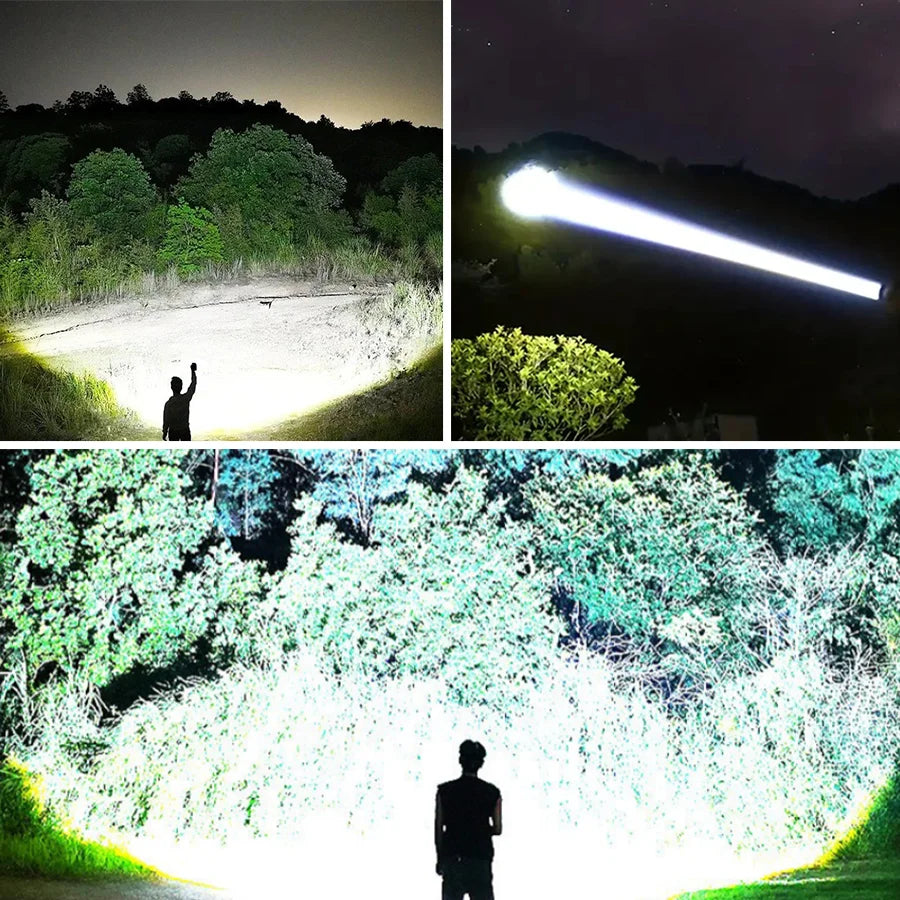 Paweinuo Ultra Bright USB Rechargeable LED Flashlight Long Range Zoom