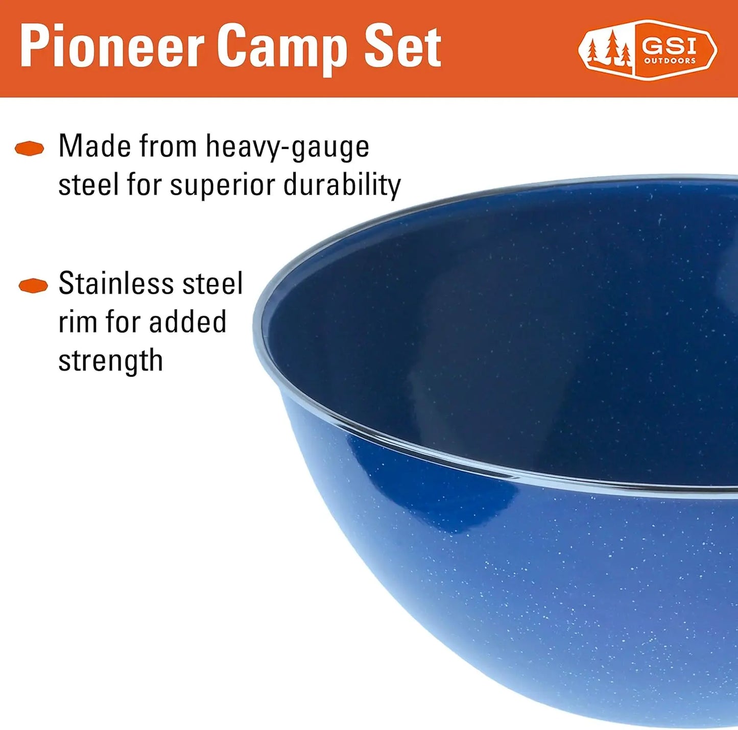 Outdoors Camp Dinnerware Set I 4-Person Set Includes Pioneer Enamel Percolator, Frypan, Kettle, Bowls, Plates & Coffee Mugs