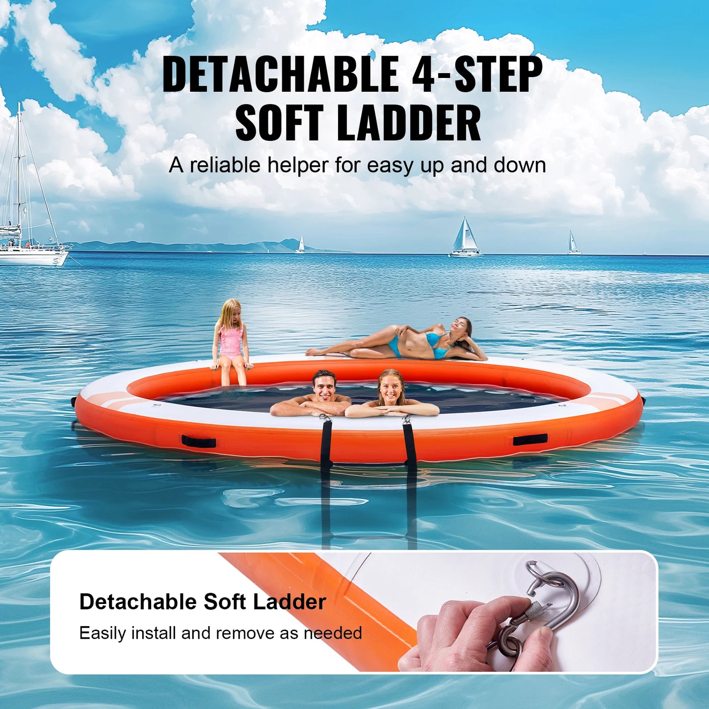 SucceBuy Inflatable Floating Dock With Detachable Ladder Carry Bag