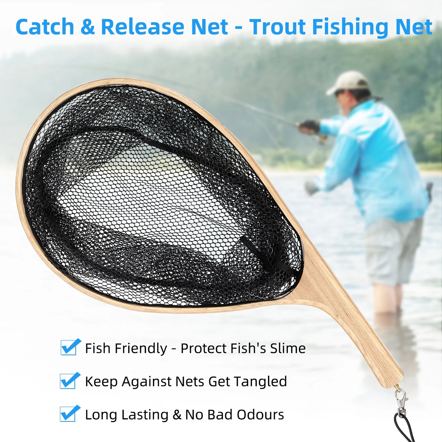TWISTER.CK Fly Fishing Landing Net Ergonomic Curved Handle