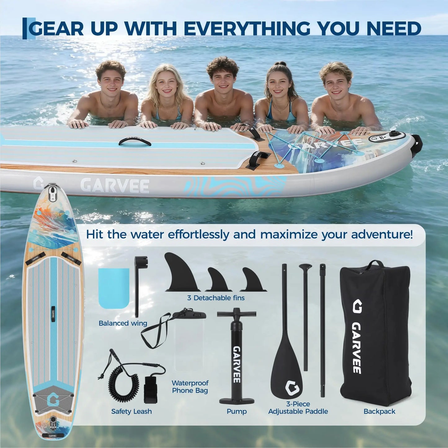 HiMISS Inflatable Stand Up Paddle Board Camera Mount and Backpack