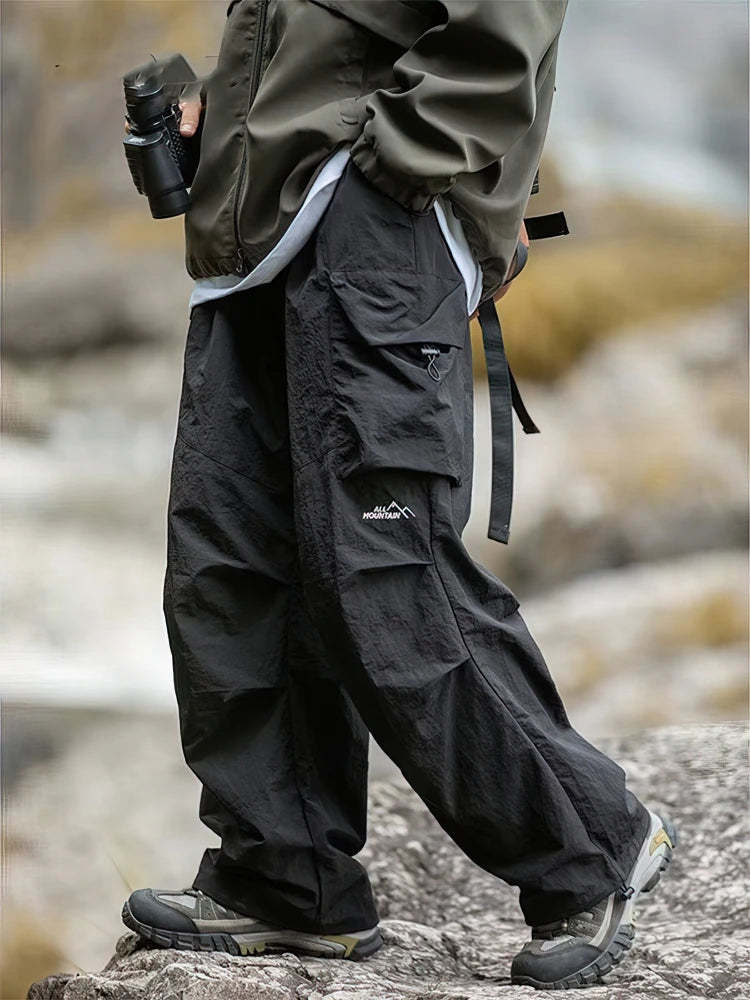 Men Waterproof Baggy Hiking Cargo Pants Outdoor Wide Leg Trousers