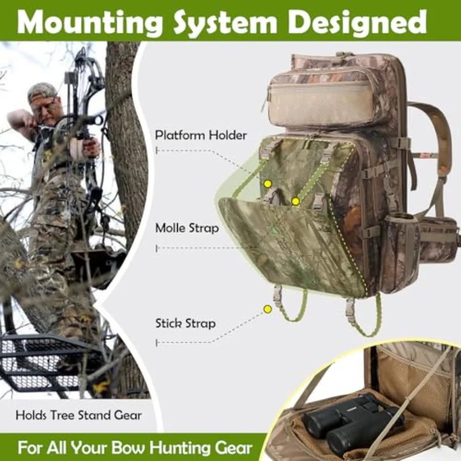 High-Concerned Bow Hunting Backpack 3.0 Saddle Camo With Bow Holder
