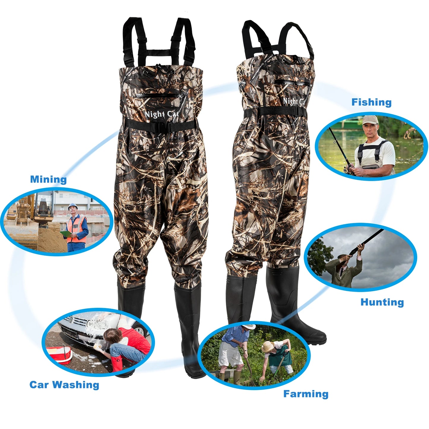 NylonPVCChestWaders ForMen WithAllSeasonDurable Waterproofing Fishing Hunting Gear