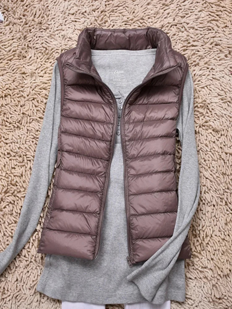 VNFDWJCN Ultra Thin Down Jacket Vest Women Slim Warm Puffer