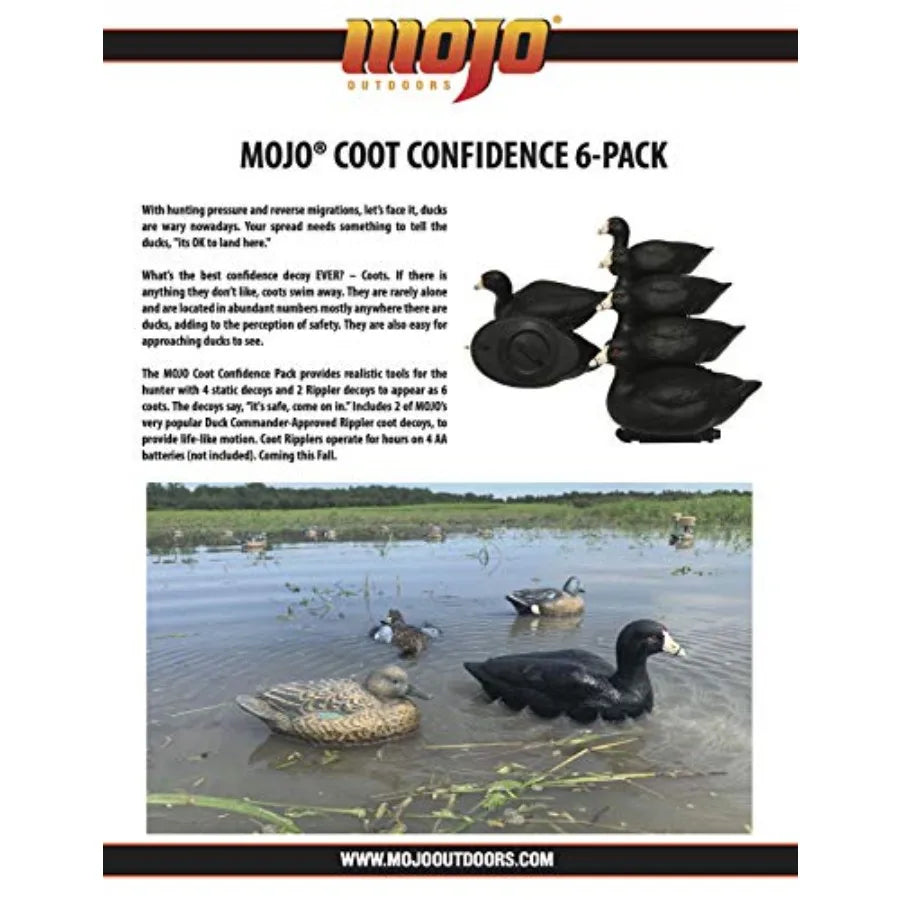 MOJO Outdoors Coot Confidence Decoys Pack 6 For Duck Hunting
