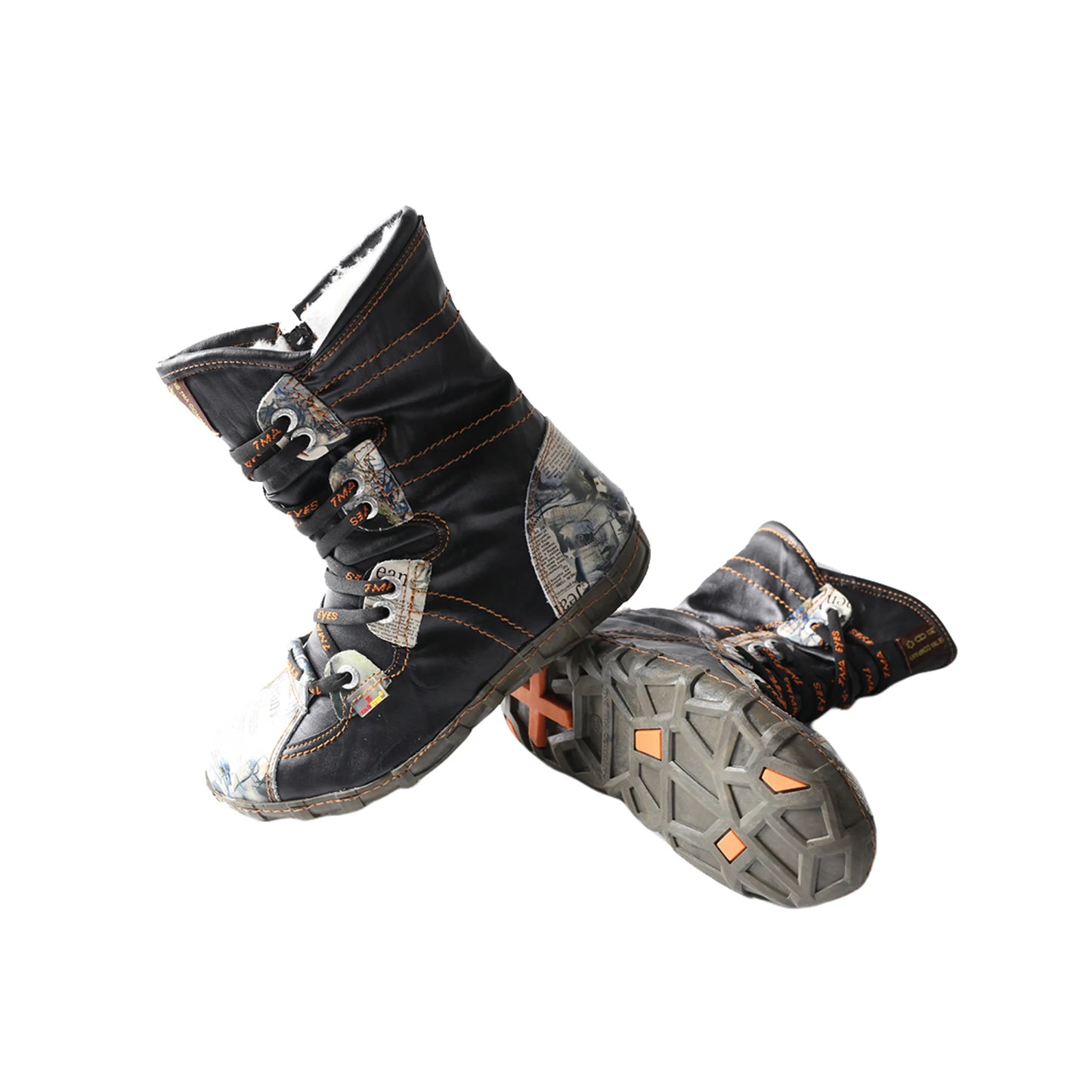 TMA EYES Snake Embossed Leather PU Ankle Boots Women