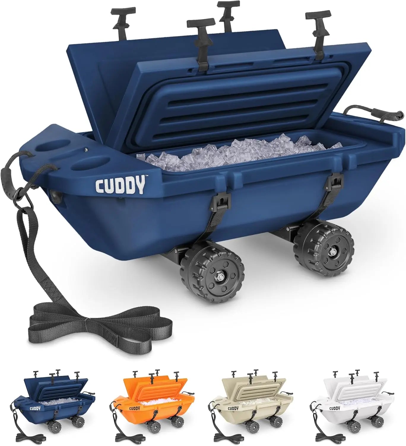 Crawler Cooler with Wheels \\u2013 40 QT Amphibious Floating Cooler and Dry Storage Vessel - Orange, Navy, Tan, or White