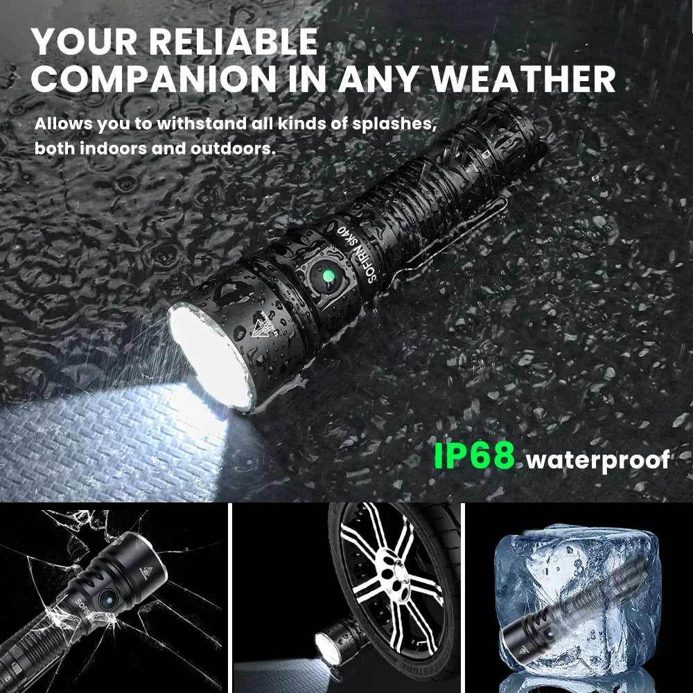 Sofirn SK40 SFT70 3200lm LED Tactical Flashlight 21700 Rechargeable