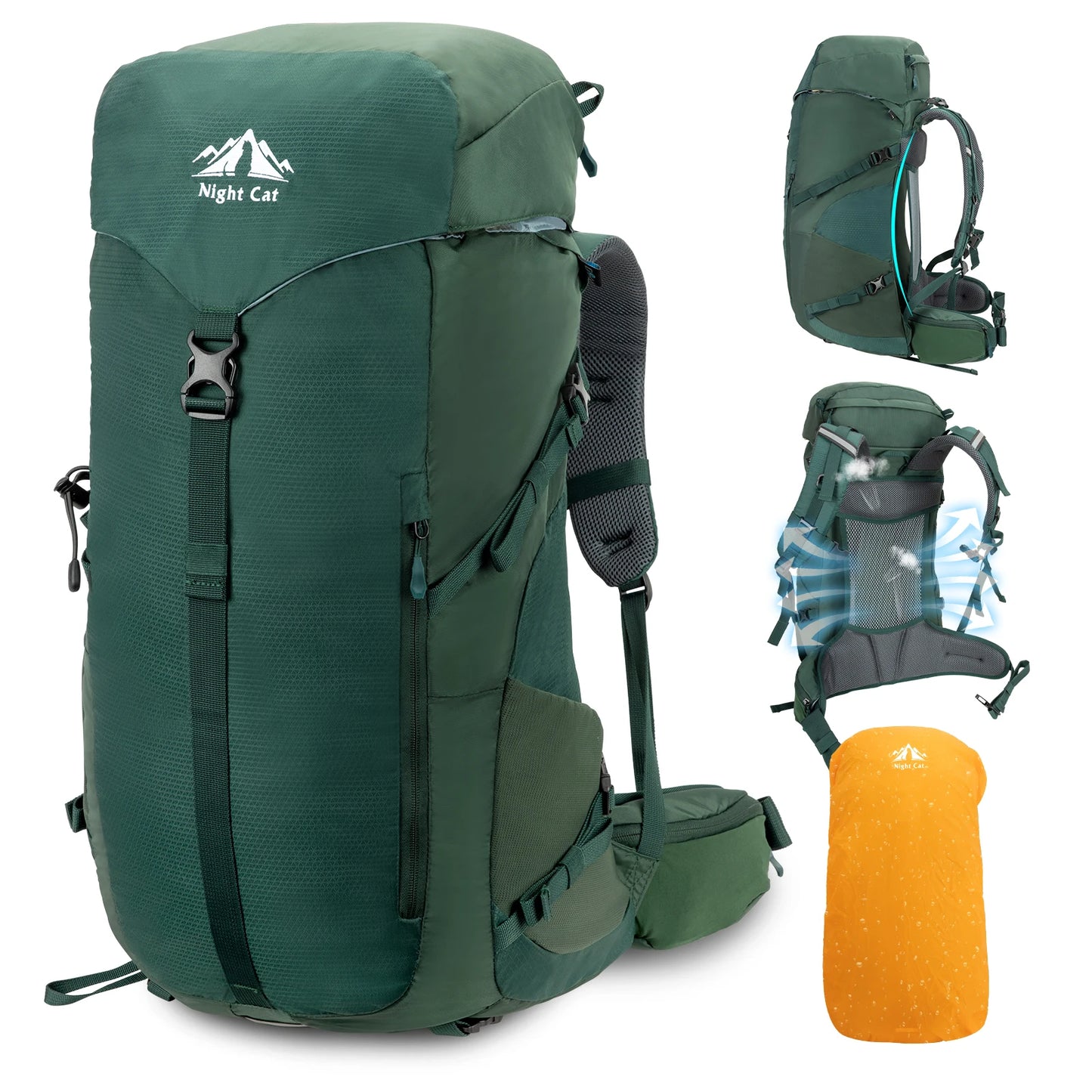 Night Cat HikingBackpack Featuring Internal Frame Ultralight Unisex Comfort System