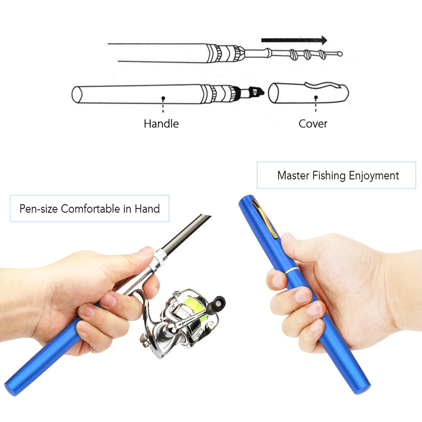 Mini Pen Fishing Pole Kit Aluminum alloy Pocket Collapsible Fishing Rod Reel Combo Telescopic Fishing Rod Spinning Reel Combo