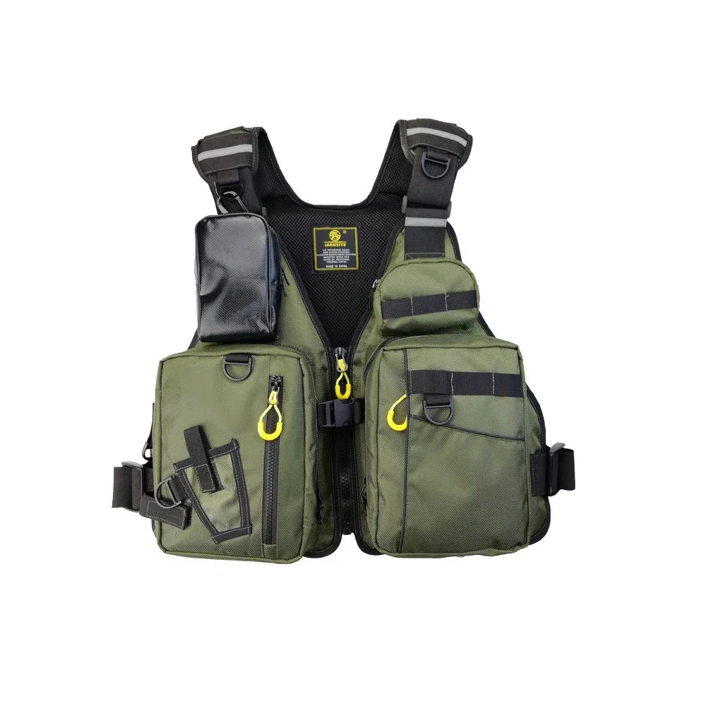 Outdoor Fishing Life Jacket Vest With Buoyant Material And Pockets