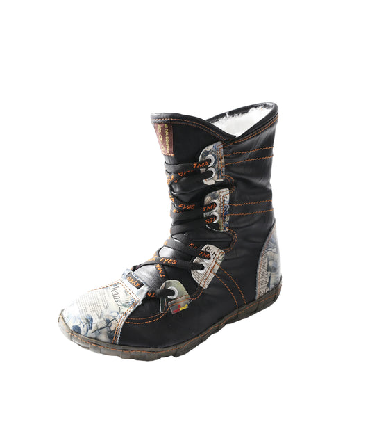 TMA EYES Snake Embossed Leather PU Ankle Boots Women