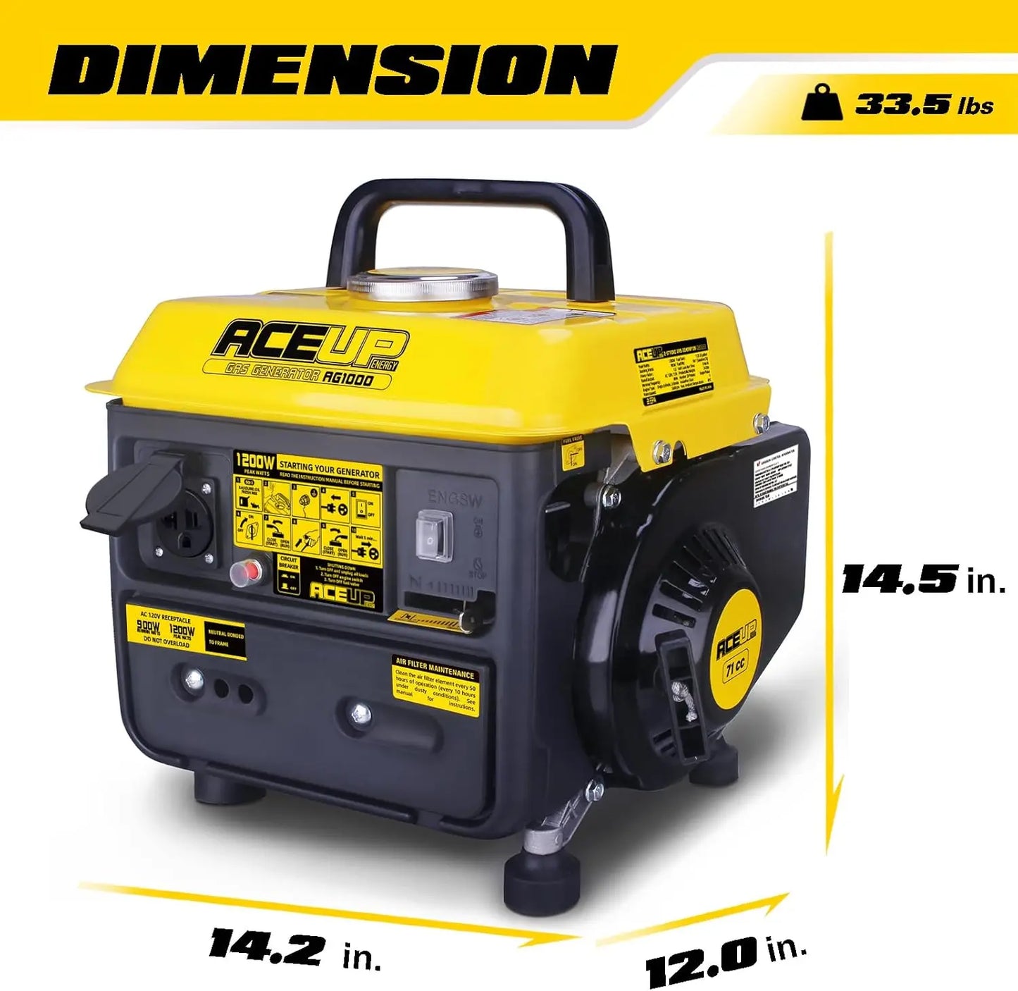 1200W Portable Gas Generator For Camping And Home Use EPA Compliant