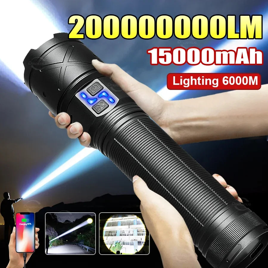 Paweinuo Ultra Bright USB Rechargeable LED Flashlight Long Range Zoom
