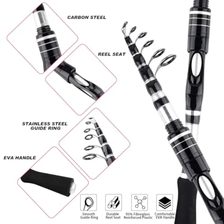Telescopic Fishing Rods And Reels Combo Set With Storage Bag