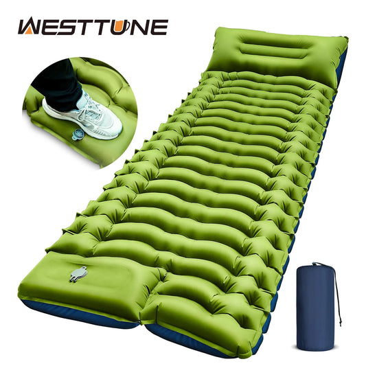 WEST TUNE Ultralight Camping Sleeping Pad With Foot Pump