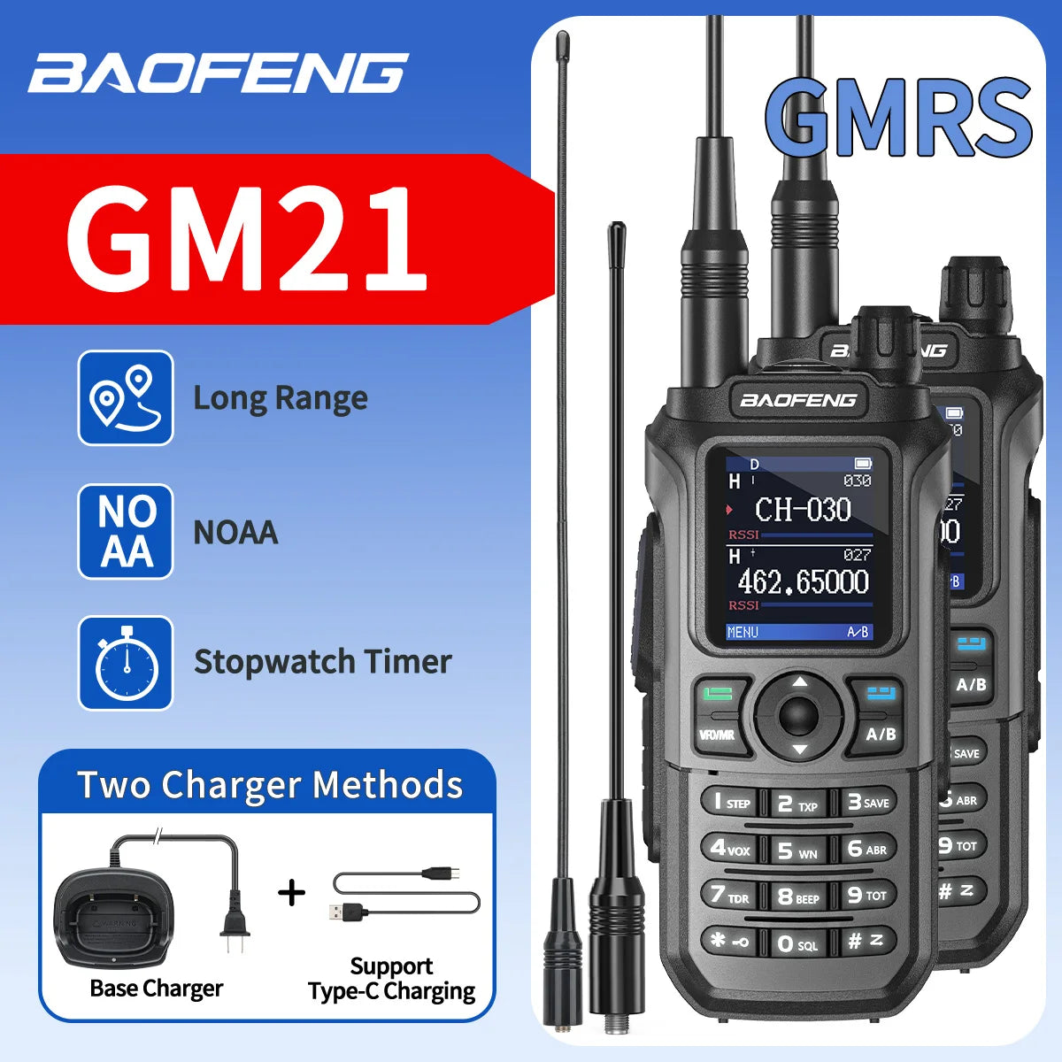 Baofeng GM-21 GMRS Two Way Radio Walkie Talkie Pro