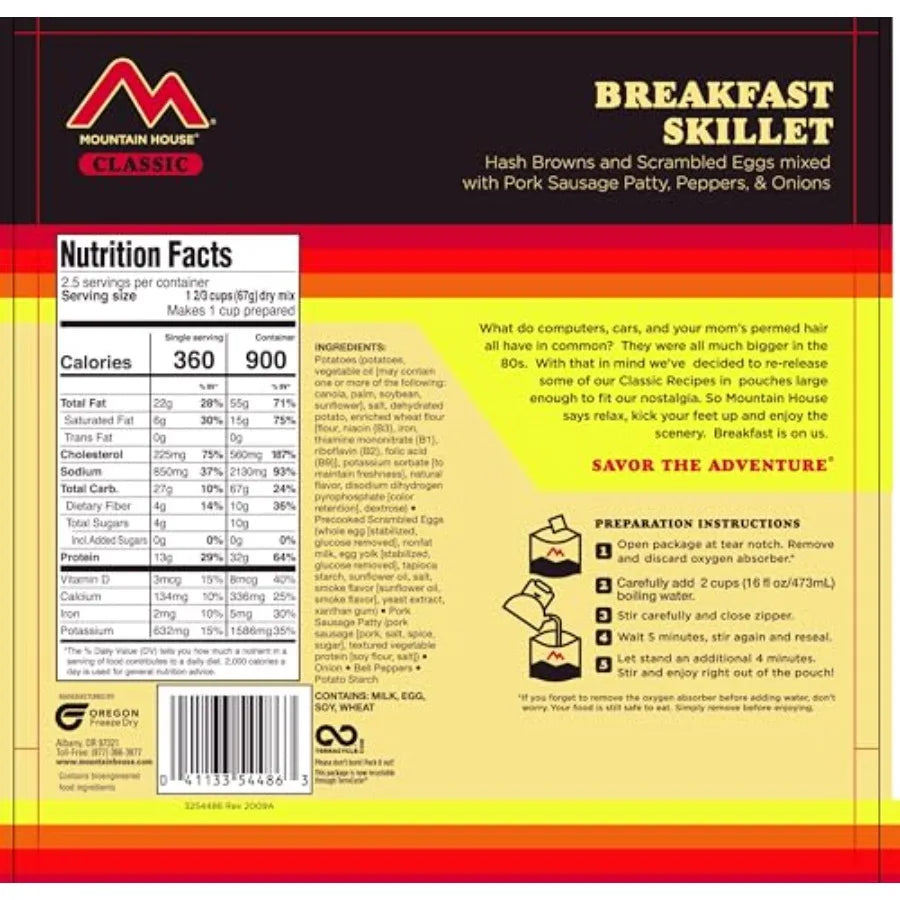 Freeze Dried Camping Breakfast Skillet Long Shelf Life
