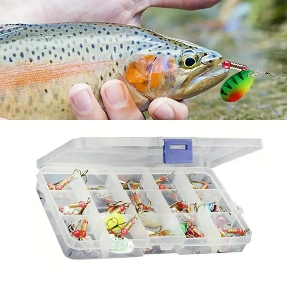 JOCESTYLE 30pcs Metal Spoon Spinner Lures With Treble Hooks