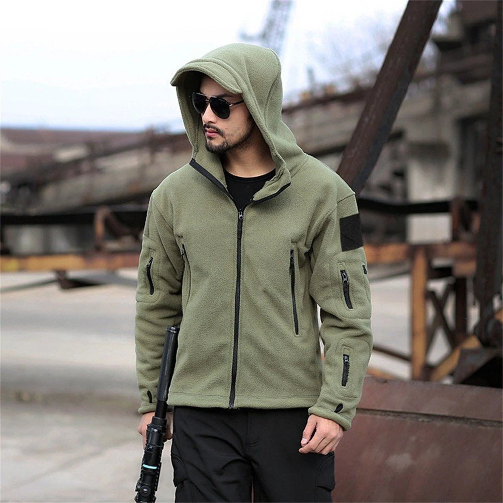 CN Military Winter Fleece Tactical Jacket Hooded For Outdoors