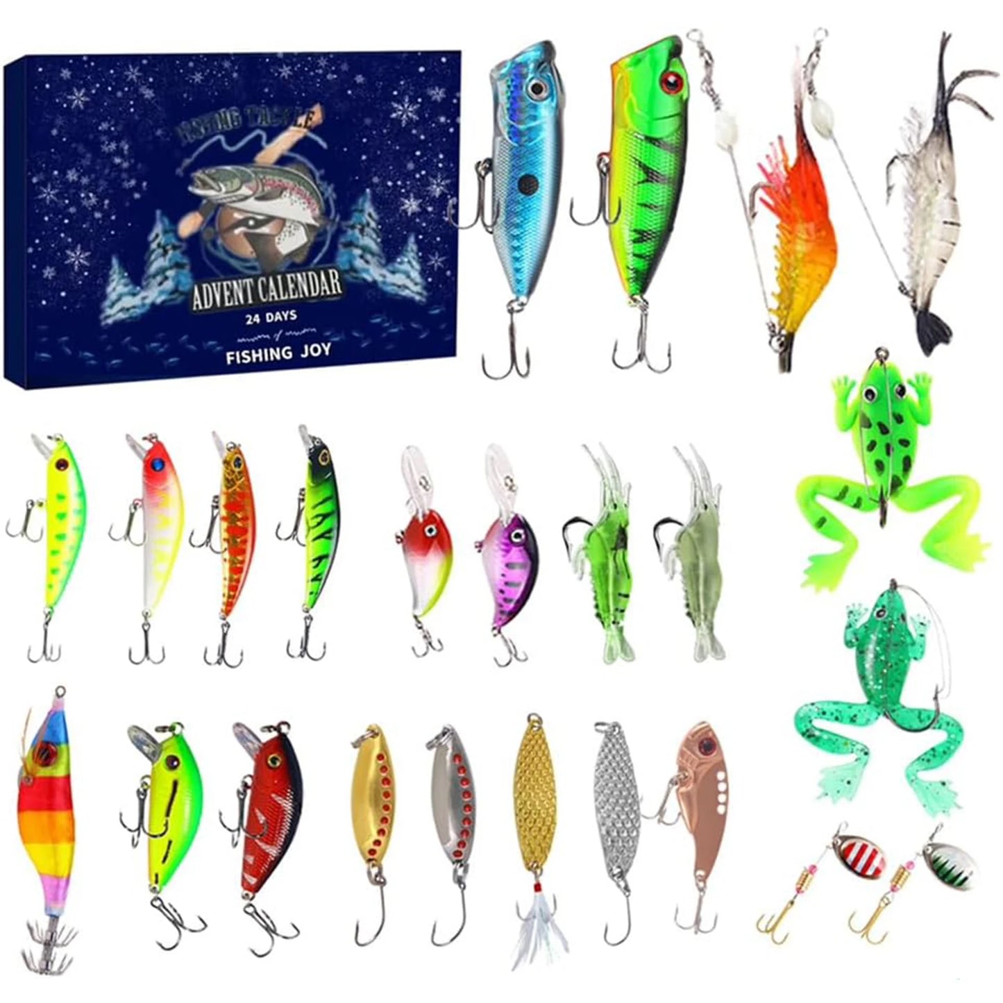 APWIKOGER 24 Day Fishing Lure Advent Calendar Christmas Countdown
