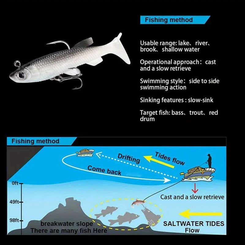 Five Pcs Realistic Soft Bait Lure Kit For Freshwater Fishing