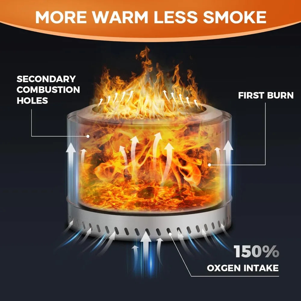 Portable Outdoor Stainless Steel Smokeless Wood Burning Fire Pit