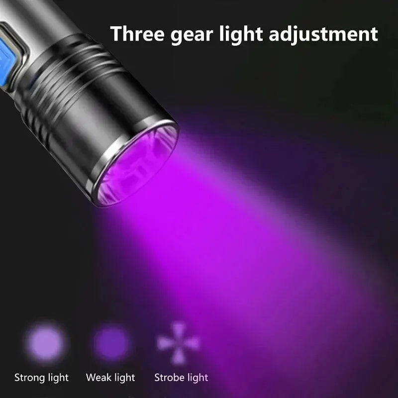 USB Rechargeable UV Flashlight 395nm For Pet Urine Detection