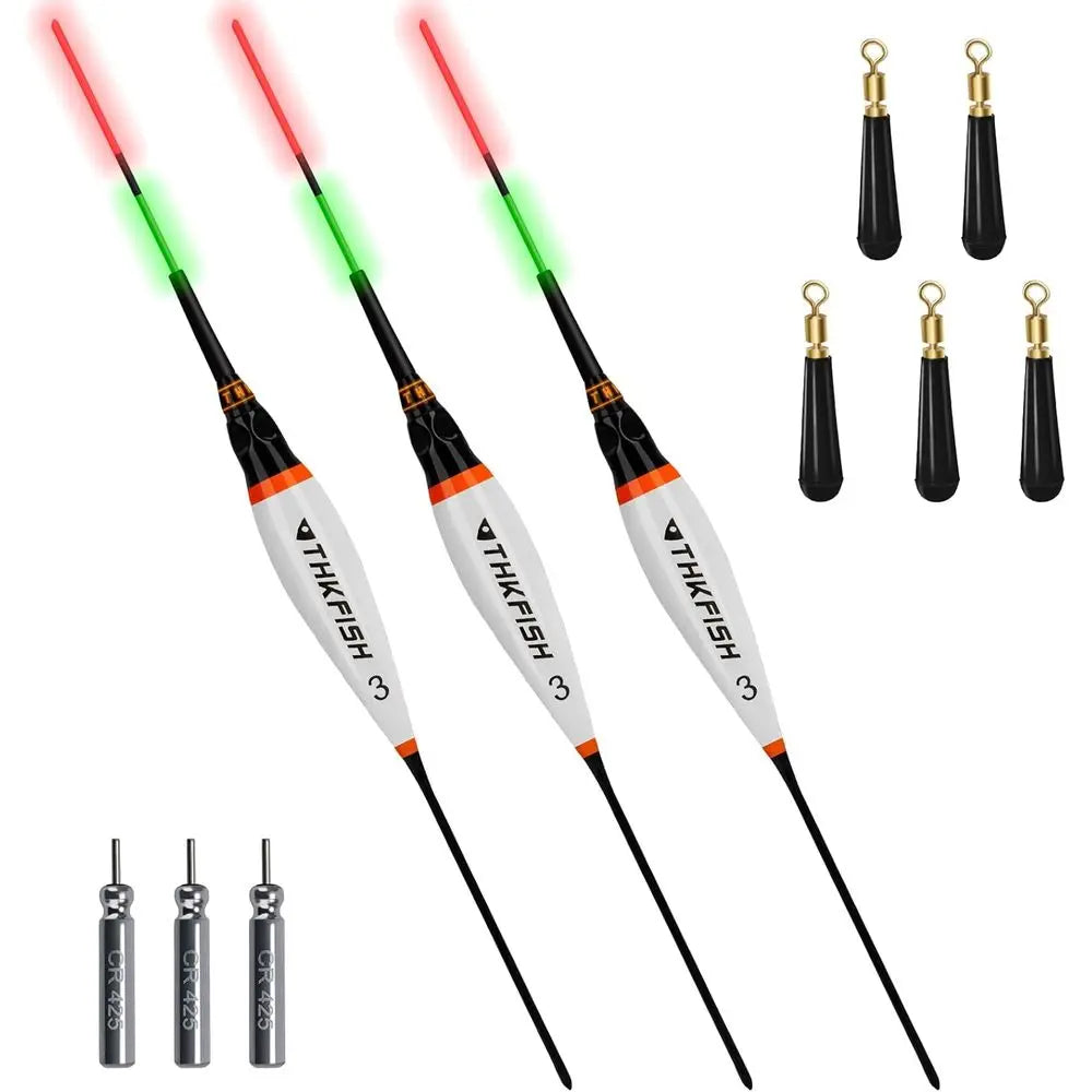 OEMG Illuminated Night Fishing Floats 3 Pack For Nighttime Use