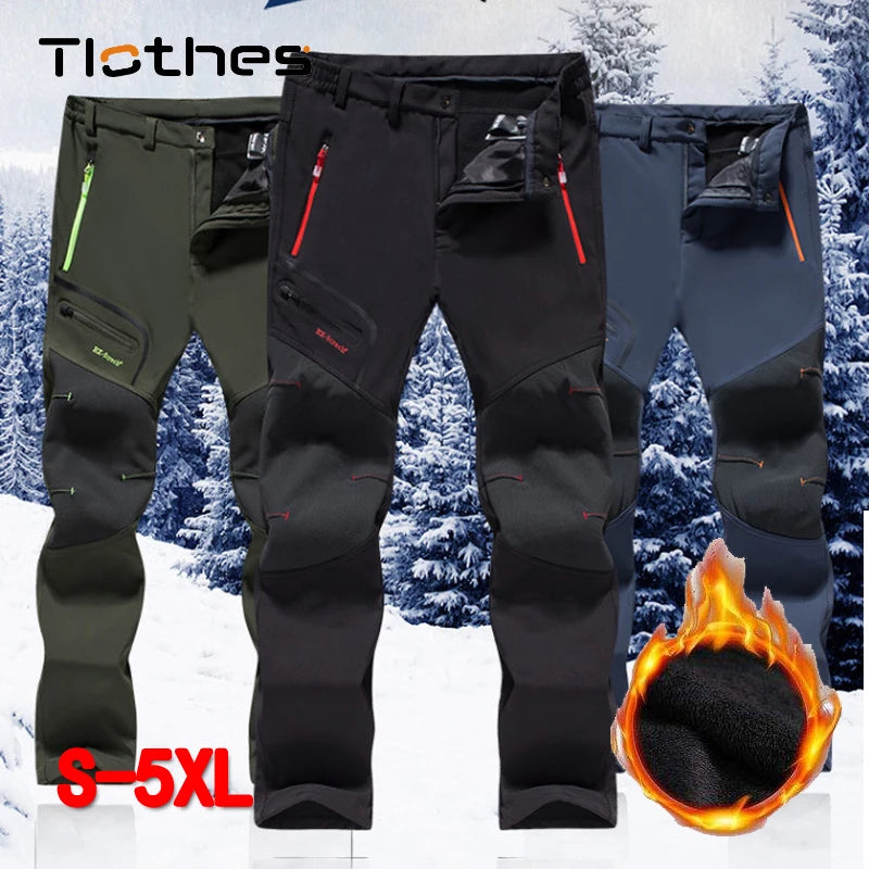 Tlothes Mens Hiking Pants Winter Fleece Lined Tactical Trekking